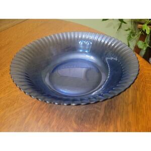 Cobalt Blue Fluted Colorex Bowl Made in Brazil Vintage Glass 9.5" Serving Bowl